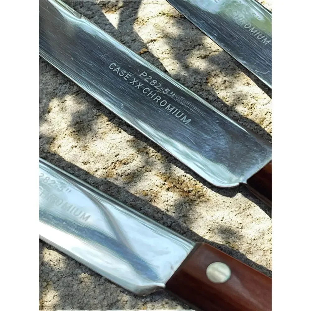 Vtg. P282-5 Wood Handle Case XX Chromium Steak Knives Lot of 5 USA Made Quality